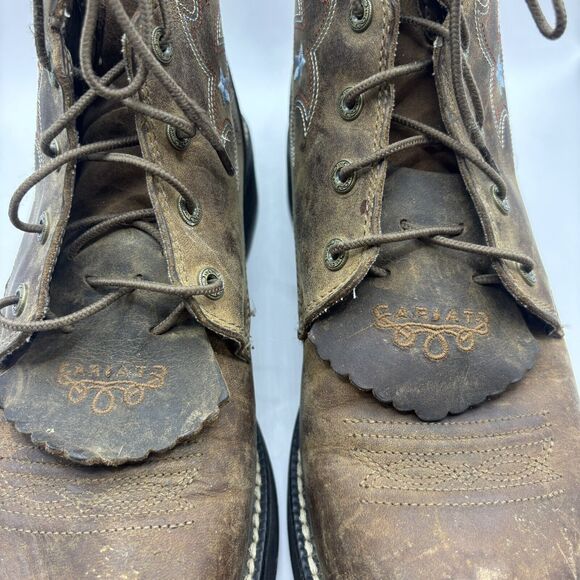 Ariat Women's 9B ProBaby Lacer Ankle Boot Leather Cowboy Driftwood Brown - Picture 4 of 12